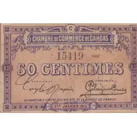 50 centimes - Chambre de Commerce de Cahors [46] cadre violet, fond rose