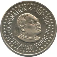 20 Seniti - Taufa'ahau Tupou IV Coronation - countermarked