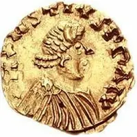 1 Tremissis In the name of Justin I, Lyon, with letter to the left