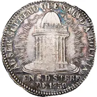 2 Soles - Manuel Isidoro Belzú Rotonda de Sucre - Monetary Medal Default Category Medals Americas Bolivia