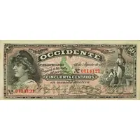 50 Centavos Banco de Occidente en Quezaltenango