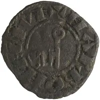 Denier - Aimery III with archbishop Arnaud Amalric