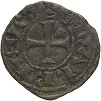 Denier - Aimery III with archbishop Arnaud Amalric