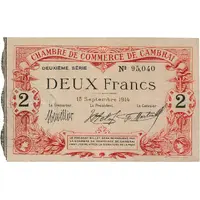 2 Francs - Chambre de Commerce de Cambrai 59