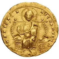 Solidus - Constantine VII and Romanos II Christ enthroned