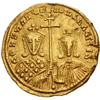 Solidus - Constantine VII and Romanos II Christ enthroned