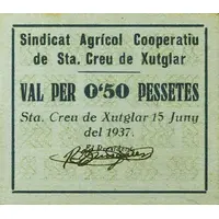 0.50 Pesetas Sta. Creu de Xutglar, Sindicat Agrícol Cooperatiu