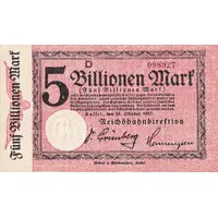 5 000 000 000 000 Mark Reichsbahndirektion