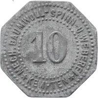 10 Pfennig - Kempten Mechanische Baumwollspinnerei