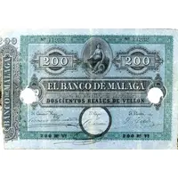 200 Reales de Vellón Banco de Málaga Default Category Banknotes Europe Spain Spain