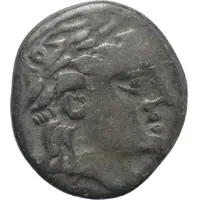 Silver Drachm with goat and rowel