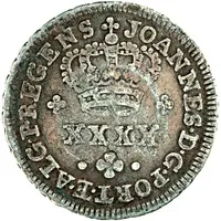 100 Réis - Luiz I Countermark'CROWNED G.P.' over '1/2 Tostão, Portugal'