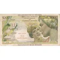 20 Nouveaux Francs / New Francs Overprint on P#52 - 1000 Francs