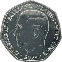 50 Pence - Charles III Christmas - King Penguin, colourised