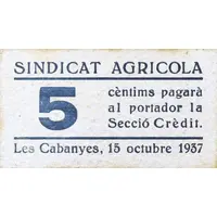 5 Céntimos Les Cabanyes, Sindicat Agrícola