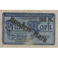 100 Mark overstamp on 5 Mark