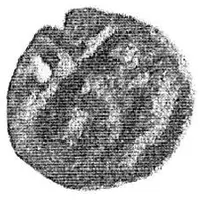 Denier type génois au châtel et à la croix sur flan vierge