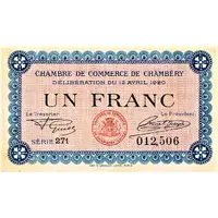 1 Franc - Chambre de Commerce de Chambéry 73