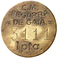 1 Peseta Segarra de Gaia, brass