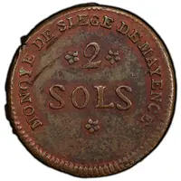 2 Sols - Frederick Charles Joseph Siege of Mainz