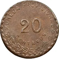 20 Centavos Provisional Government, Curved Bottom, with TM