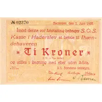 10 Kroner / 260⁄100 Dollar Haderslev