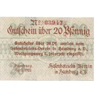 20 Pfennig Hafenbetriebs-Verein