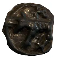 Potin with diabolical head and wolf