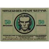 50 Pfennig Goethe and Schiller Series - Schiller, Green Issue