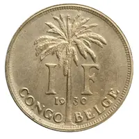 1 Franc - Albert I Aluminium bronze pattern, French text