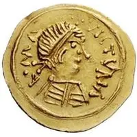 1 Tremissis In the name of Maurice Tiberius, Clean bust with lined body