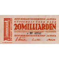 20 000 000 000 Mark Reichsbahndirektion