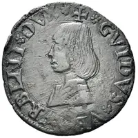 Quattrino - Guidobaldo I of Montefeltro Tall bust