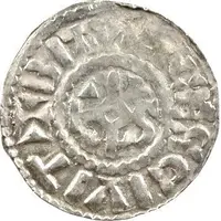 Denier - Lothair II Bourges mint, monogram