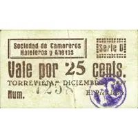 25 Céntimos Torrevieja, Sociedad de Camareros, Hoteleros y Anexos