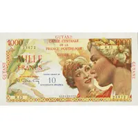 10 New Francs Overprint on 1000 Francs