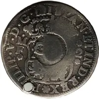 1 Shilling 8 Pence - George II PHILIP V D G HISPAN ET IND REX, Mexico City, countermarked