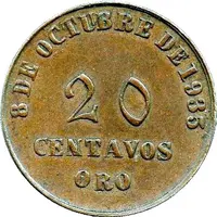 20 Centavos Oro - Monument to Admiral Grau
