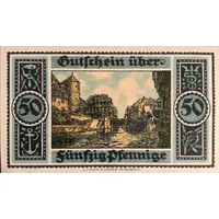 50 Pfennig Handelskammer, 'Pfennigen' on obverse