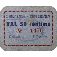 50 Céntimos Palau Sabardera, Sindicat Agrícol
