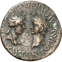 Æ28 - Nero NERO CLAVD CAES AVG IMP ET OCTAVIA AVGVSTI