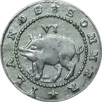 6 Pence Sommer Islands, Hogge money replica