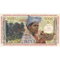 50 New Francs Overprint on 5000 Francs