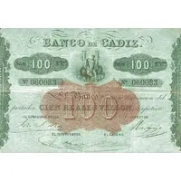 100 Reales de Vellón Banco de Cádiz