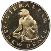 25 New Pence - Elizabeth II Barbary Ape, Silver Proof