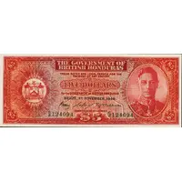 5 Dollars - George VI Red