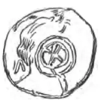 Silver 5 Asses Male head, X within two circles