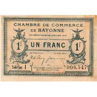 1 Franc - Chambre de Commerce de Bayonne 64