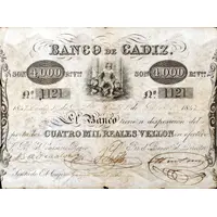 4000 Reales de Vellón Banco de Cádiz Default Category Banknotes Europe Spain Spain