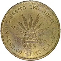 1 Peso Restrike Army of the North, Brass